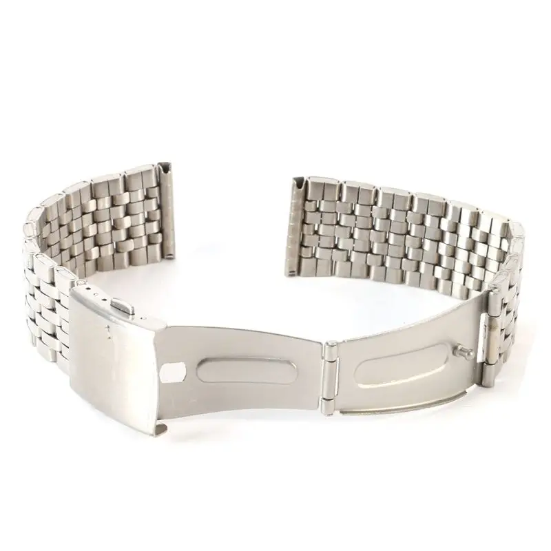 

Stainless Steel Metal Strap Silver 18 20 22mm Watch Band Unisex Bracelet Double Fold Deployment Clasp Watch Buckle