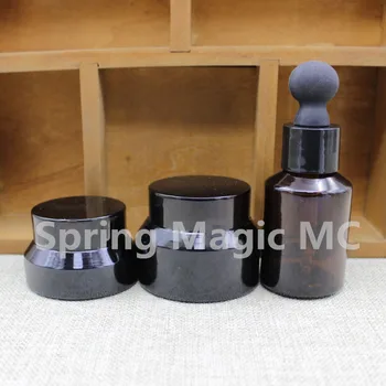 

30g Brown Oblique Shoulder Eye Cream Bottle With Black Lid,Cream Jar Cosmetic Packaging Glass Bottle Mask,serums cream container