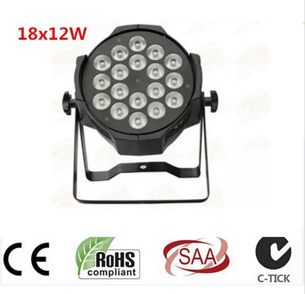 Unids/lote ezled Par Luz 18x12 W 4in1 RGBW plana de plástico Led Par Can lámpara de Discoteca Luces de escenario Luces de Luces Discoteca láser Luz de Pro