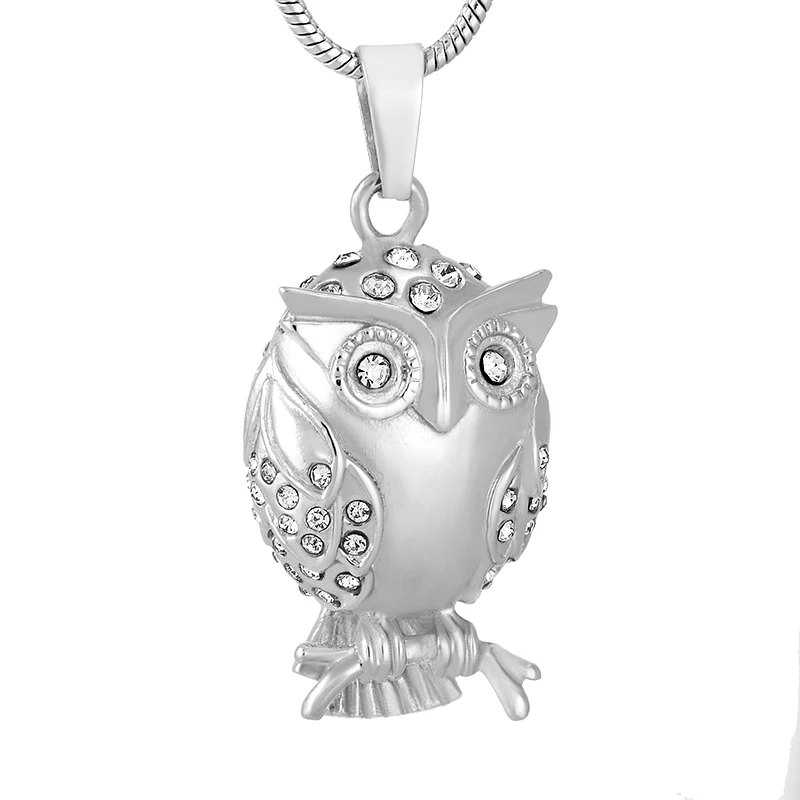 KSJ9740 Owl Shape Pet Ash Holder with Clear Rhinestones Inlay Funeral Urn Necklace Keepsake Jewellery Cremation Pendant Locket | Украшения