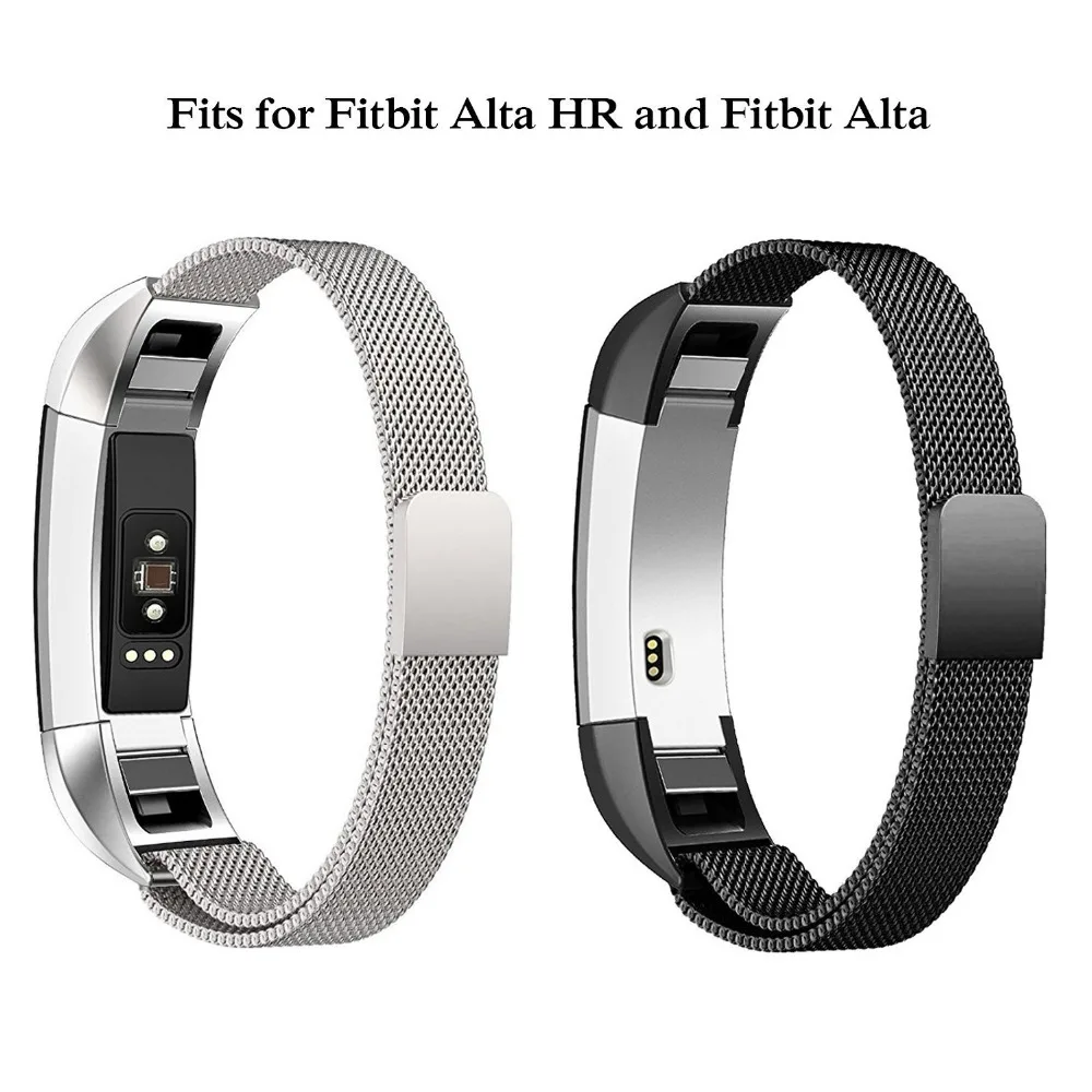 Milanese Loop Ремешок Для Fitbit Alta hr/Alta замена Браслет Нержавеющая сталь металлический + магнитная синтетическое закрытие волос застежка