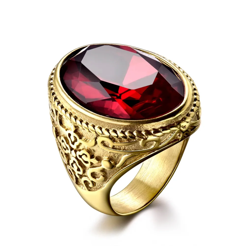 XIAGAO Ring for Man Gift 3 Color Oval Square Stone Titanium Stainless Steel Men Ring Fashion Male's Cross Ring for Boy