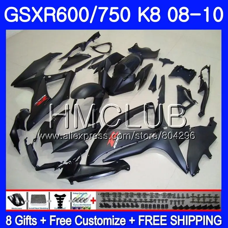 

Body For SUZUKI GSXR 600 GSXR 750 08 10 GSXR600 08 09 10 Matte black 6HM.22 GSX-R750 GSXR-600 K8 GSXR750 2008 2009 2010 Fairing