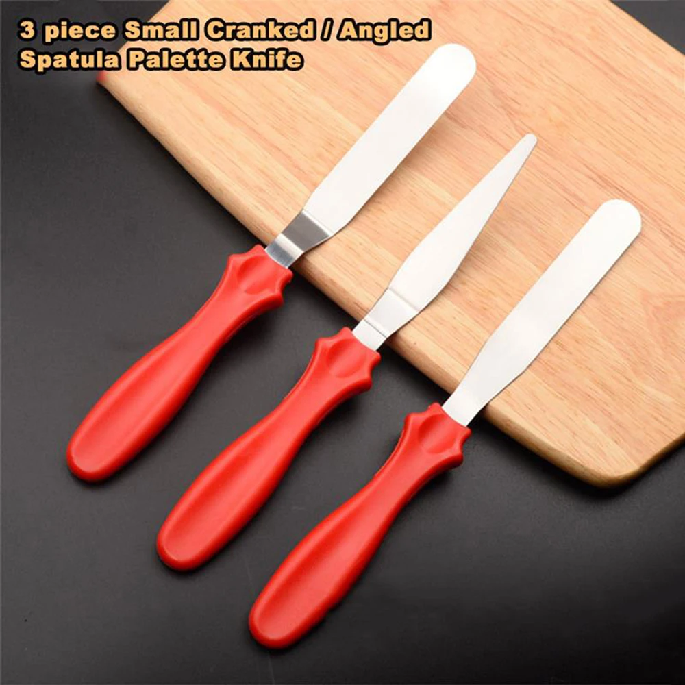 3 Pcs/set Stainless Steel Butter Cake Cream Knife Spatula for Cake Smoother Icing Frosting Spreader Fondant Pastry Cake