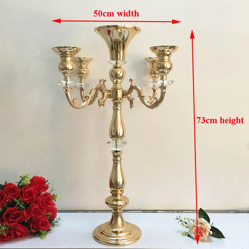 Арахисовое золото, 5 головок, канделябр, держатель для цветочной вазы, подсвечник для свадебного стола, Центральная Цветочная стойка для домашнего декора