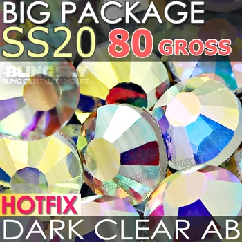 

Big Package 80Gross SS20 Dark Clear AB Rhinestones Crystal DMC HotFix FlatBack glass strass for Hot Fix garment Jewelry stones