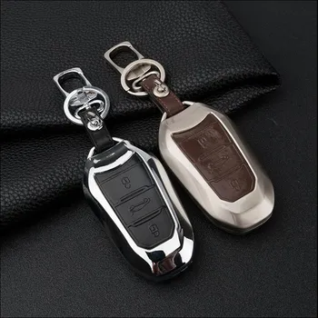 

2018 New Arrival Car key ring Mental & Leather Auto key cover for Peugeot 3008 2008 408 308 307 508 301 key with Gift box