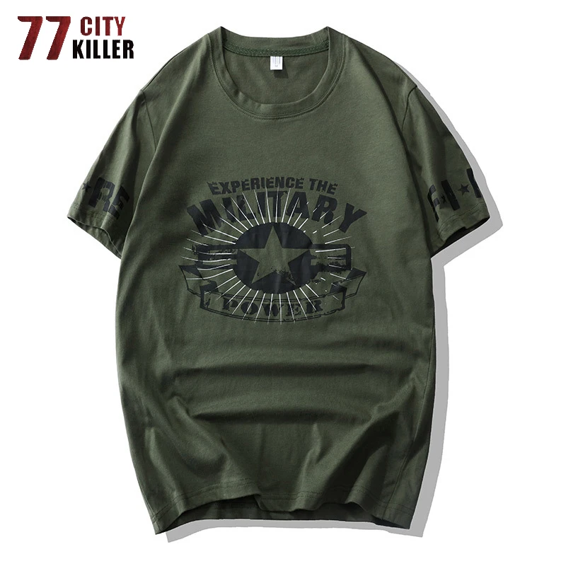 

77City Killer Military Printed T-Shirt Men Summer Cotton Short Sleeve Army T Shirts Male Breathable Tactical camisetas hombre