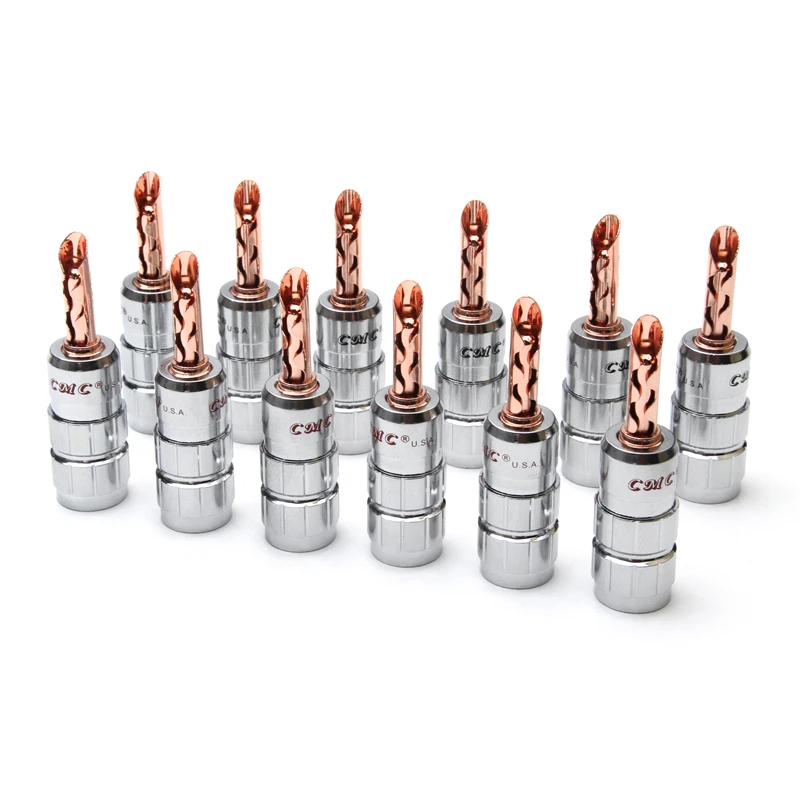

12PCs Speaker Banana Plug Connector No Soldering CMC Copper Jack Male Plug Screw Wire Adapter for Audio Video Cable Connector