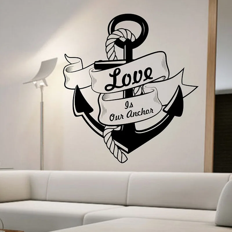 

ZOOYOO Anchor Wall Sticker Love Is Our Anchor Wall Decals Removable Vinyl Wal Art Murals Home Decor Living Room Decoration