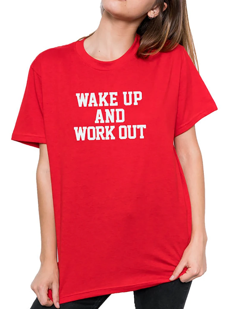 Slogan T Shirt Oversized T Shirt Wake Up and Workout Top