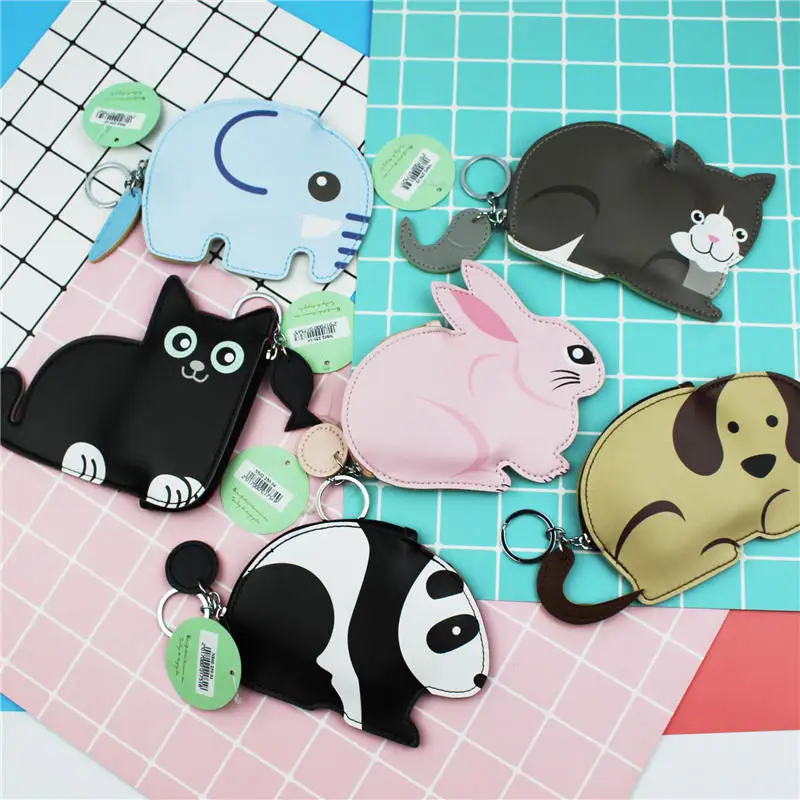 

PACGOTH New Japanese and Korean Style PU Leather Coin Purse Kawaii Animal Shape Cat Simple Student Card Coin Wallet & Holder 1PC