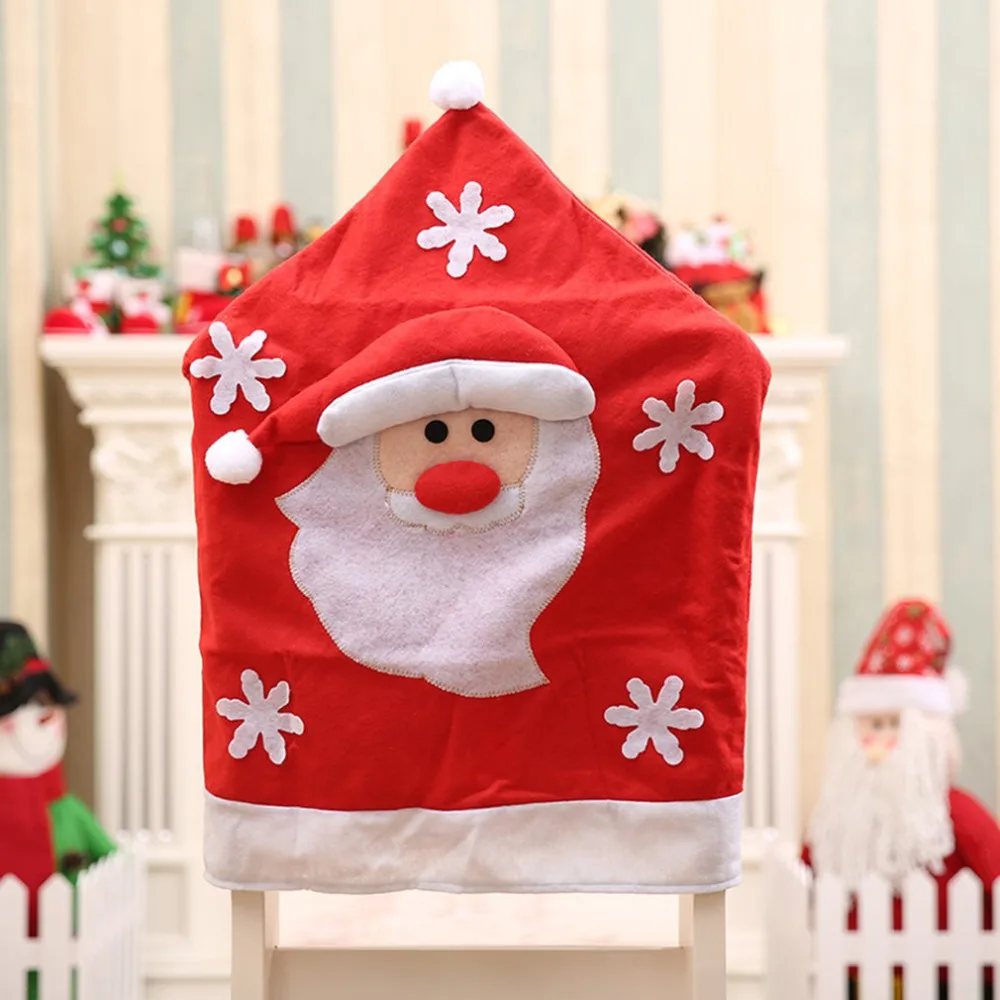 Рождественские чехлы на стулья Санта Клаус Чехлы "Снеговик" лося, чехлы на стулья для кухни, Свадебные Рождественские украшения
