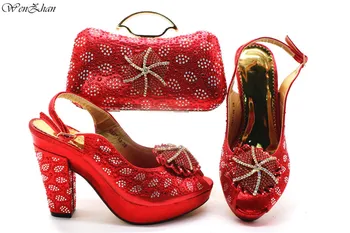 

Hotest To Match Italian High Heel Shoe and Bag Sets Wedding Red Color Women Shoe and Bag Sets For Wedding Party e95-27