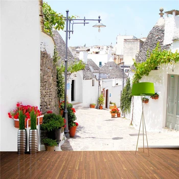 

Custom 3D photo wallpaper Greek Aegean style architecture of blue white landscape study bedroom living room TV wall mural paper