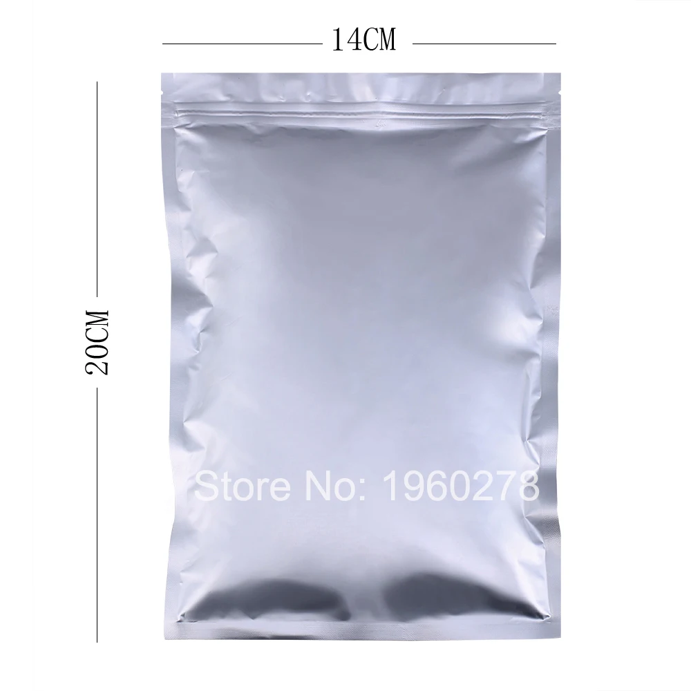 14x20cm(5.5x7.75in) 100pcs Tear Notch Silver heat seal flat ziplock