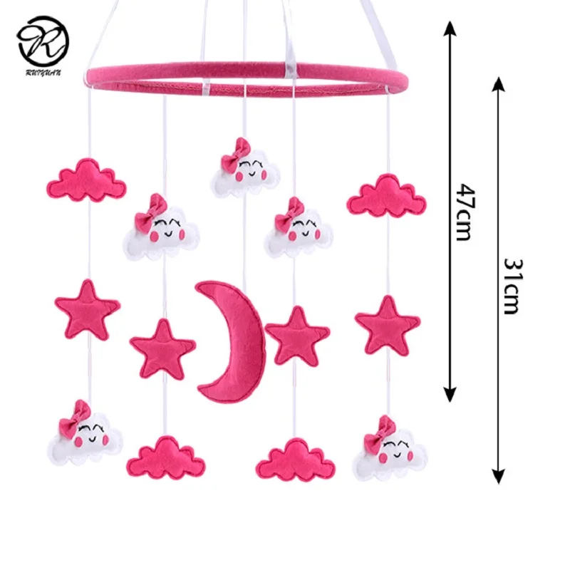 Детское войлочное радио-няня, белое и розовое украшение для детской комнаты, звезды, Луны, счастливые лица, Висячие Игрушки для девочек