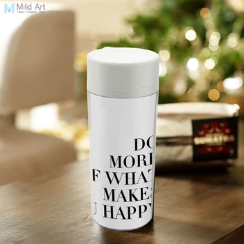 

Clear Personalized Modern BPA Free Plastic Insulated Black White Minimalist Typography Happy Quotes Kids Water Bottle 300ml Gift
