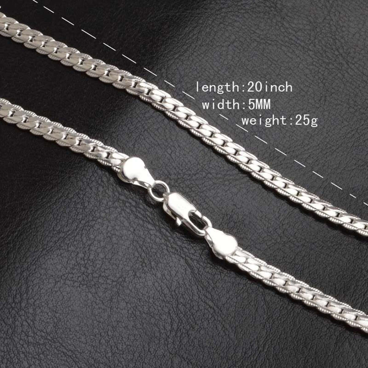 20inch Stainless Steel Flat Necklace Chain Men Silver Plated Choker Necklaces Men DIY Jewelry Accessories Shellhard