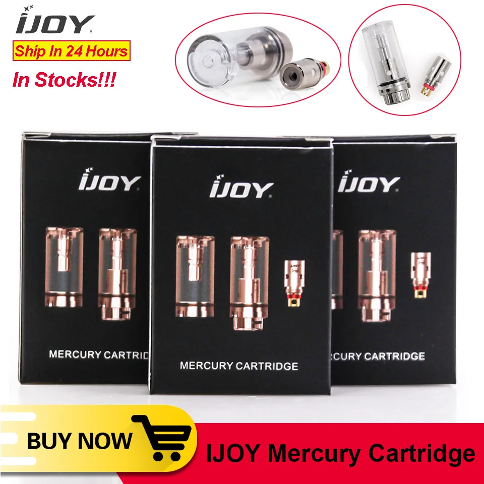 

Original IJOY Mercury Cartridge With 1.0ohm mesh coil & 1.2ohm Coil Refillable 2ml Capacity Vape tank For Ijoy Mercury vape Kit