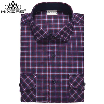 

2018 Autumn Winter Fashion Men's Flannel Shirt Long Sleeve Two Chest Pockets Slim Fit Thick Men's Plaid Casual Flannel Shirt Men