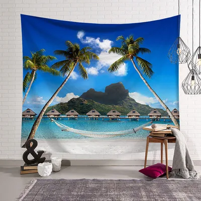 Гобелен настенный кокосовый пляж вид на море Многофункциональный гобелен Бохо покрывало с принтом йога коврик одеяло ткань для пикника - Цвет: 2