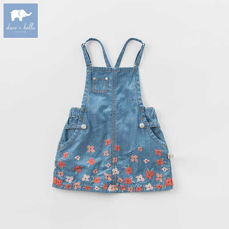 

DBB6918 dave bella spring infant baby girl's denim dress fashion strap dress birthday suspenders dress toddler children clothes