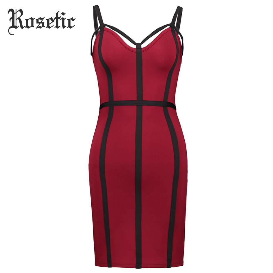 

Rosetic Gothic Sexy Bodycon Mini Dress Burgundy Backless Spaghetti Strap Women Summer Slim Fashion Party Club Goth Sheath Dress
