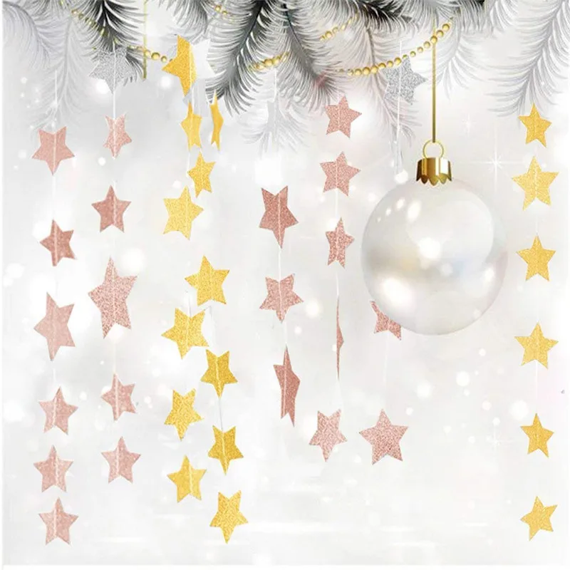 

Paper Garland Star Round Cloud Shape String Banners Colorful Bunting Hanging Paper Birthday Party Wedding Party Home Decoration