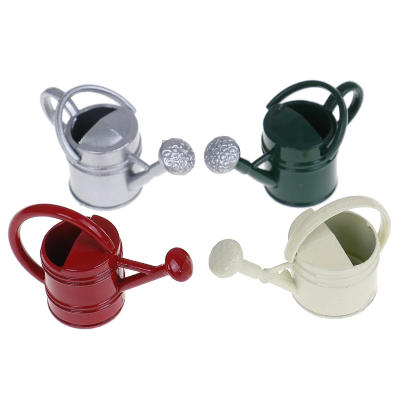 

White Metal Dollhouse Miniature Watering Can Dollhouse Accessories Classic Baby Toys tin Handicrafts Model Dollhouse Decoration