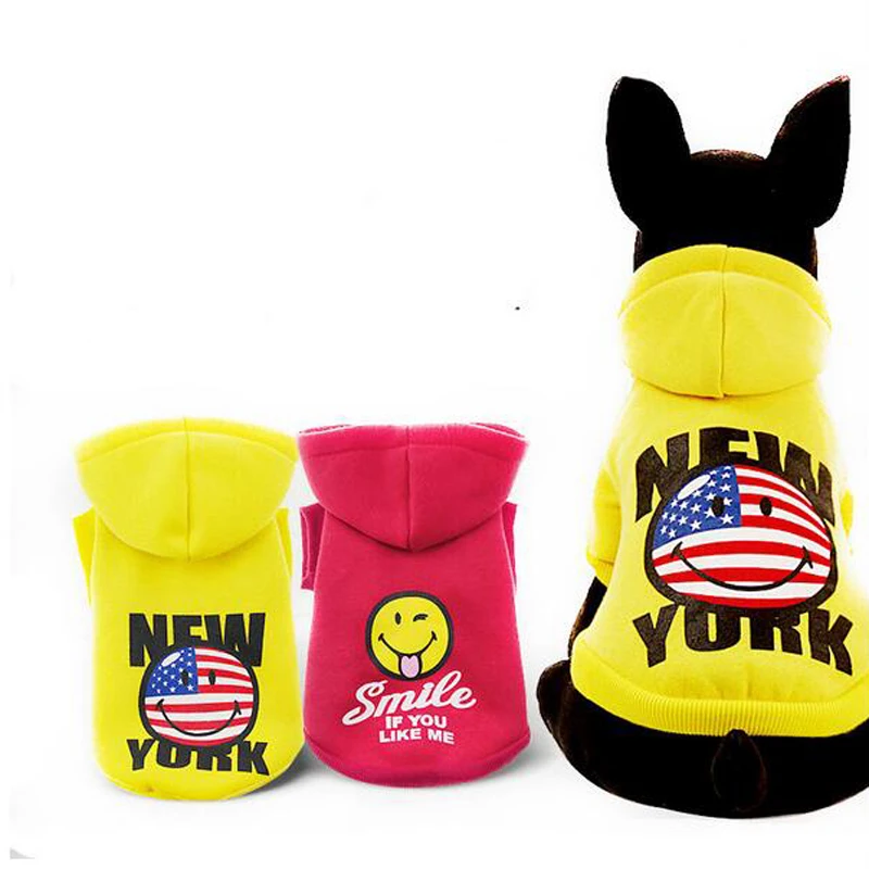 2017 Winter Pet Dog Clothes Fashion Smile Face Dog Hoodies Cotton Puppy Dog Cat Jacket Coat XXS