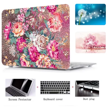 

laptop Hard Shell Case+Keyboard Cover+Screen Film+Dust plug For Macbook Air 11 13 Pro 13 15 With Retina Touch Bar 12 13 15 inch