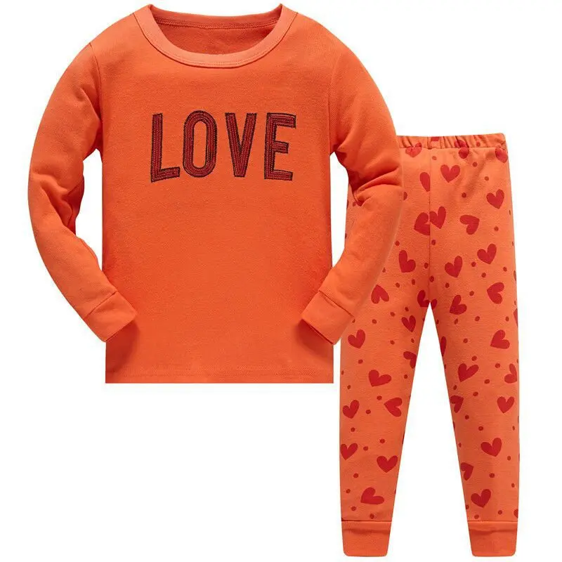1SET 8R-177 LOVE Children boys pajamas sets long sleeve sleepwear suit for 3-8Y 100% cotton | Мать и ребенок