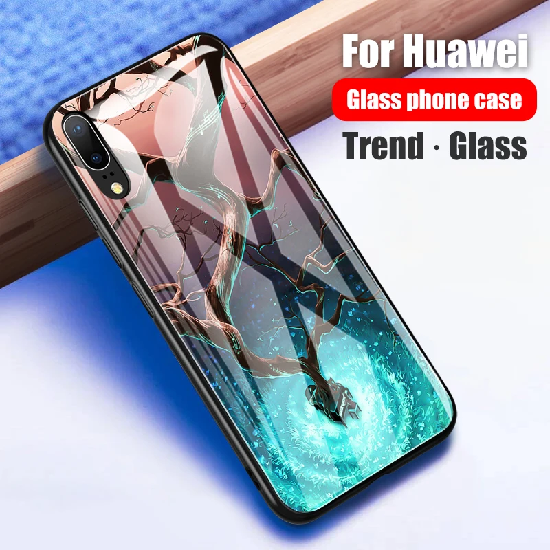 

Case On P20 lite Cover Patterned Coque For Huawei P20 lite Light Plus p20lite p20plus p 20 20lite Back Glass Protect Phone Shell