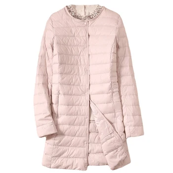 

2019 New Women Ultra Light Down Jacket Spring Autumn Winter Long Down Coat Water Windproof Warm Duck Down Hooded Parkas LP402