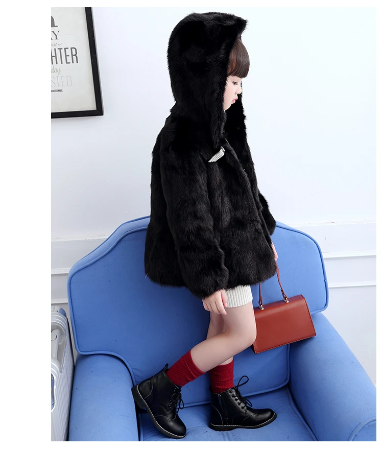Cheap 2019 Fashion new children mink fur coat Sweet girls fur coat real mink coat hooded winter kids fur jacket FDL502 1