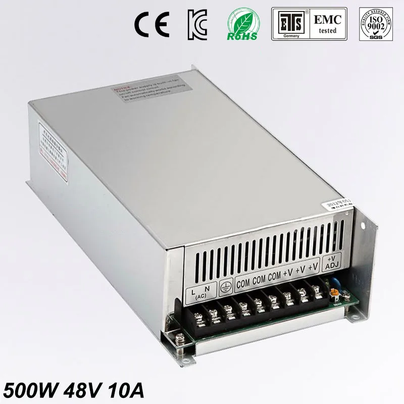 

DC Power Supply 48V 10A 500w Led Driver Transformer 110V 240V AC to DC48V Power Adapter for strip lamp CNC CCTV