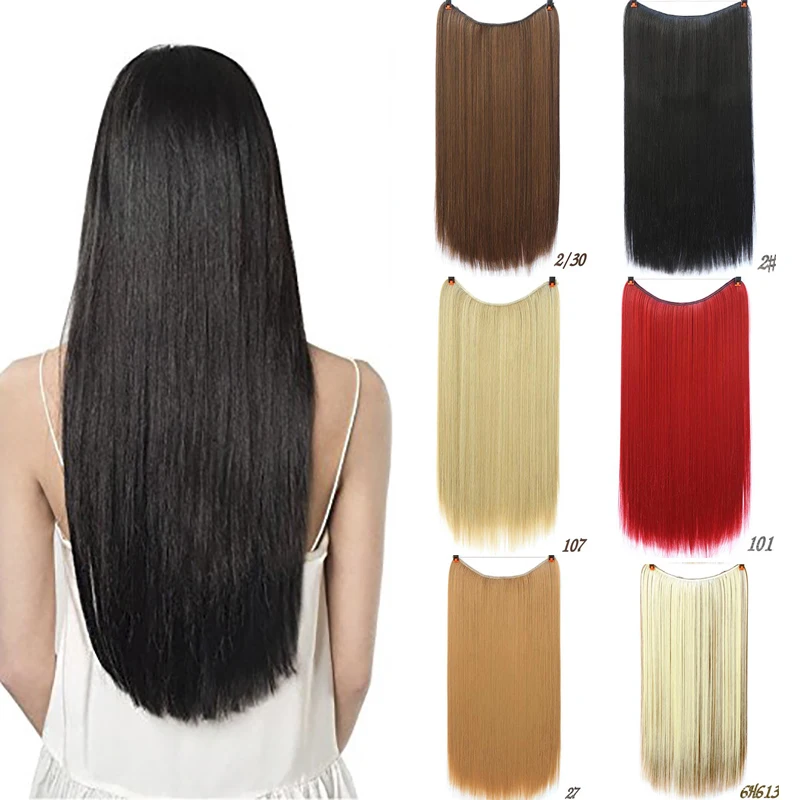 22-Longue-Ligne-Droite-Invisible-Cha-ne-Flip-Sur-Aucun-Clip-dans-les-Cheveux-Extensions-Poissons