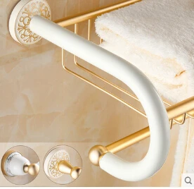 Настенный белый и золотой полотенце держатель алюминиевого сплава аксессуары для ванной комнаты вешалка для полотенец полки