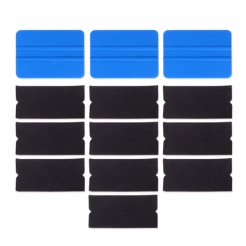 

EHDIS Vinyl Car Film Wrap Tool 3pcs Blue Plastic Squeegee+10pcs Fabric Felt Window Tint Scraper Household Car Cleaning Tools