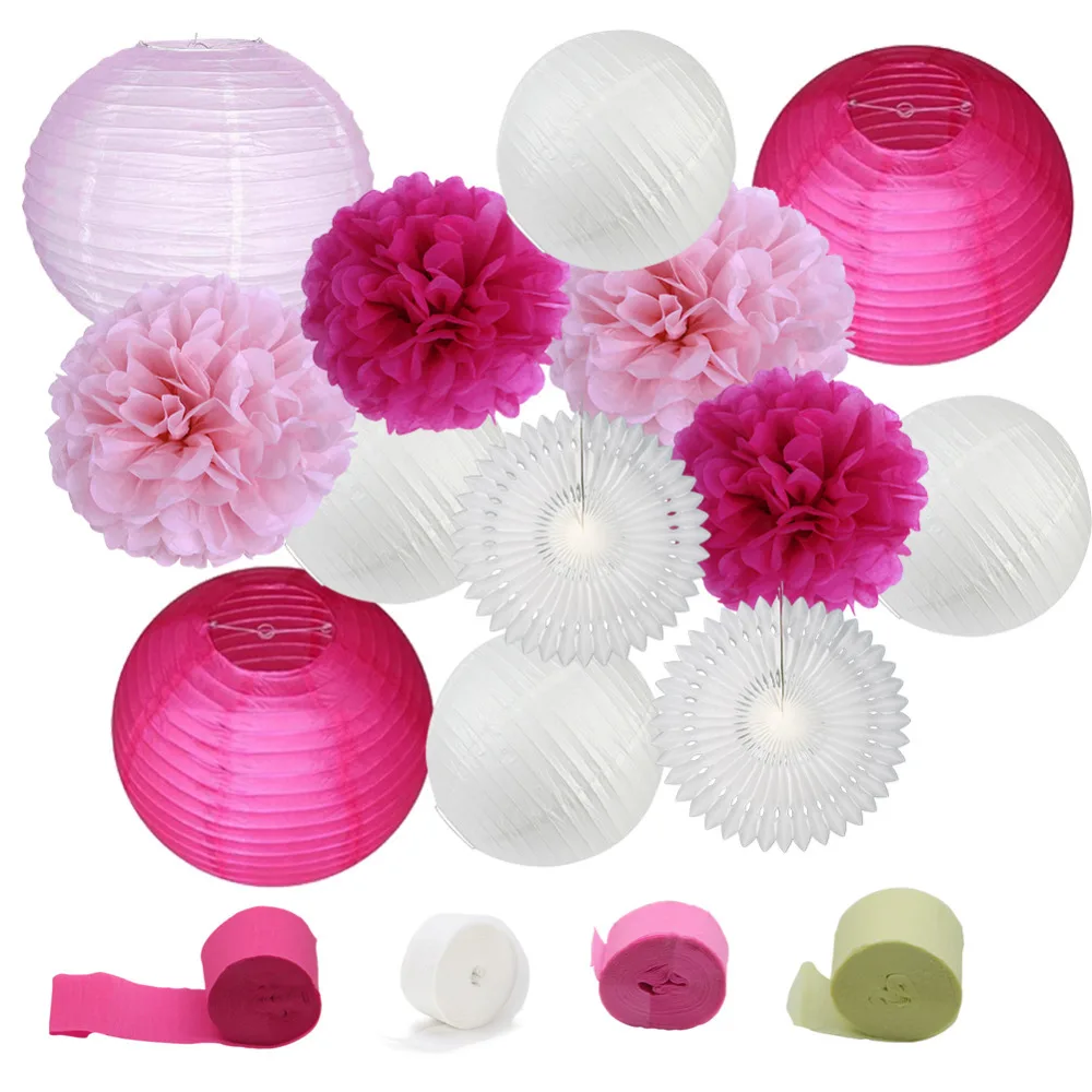 Set of 13 (Pink) Beach-Themed Party Under the Sea Party Decoration Set GirlsBirthday Party Baby Shower 1st Birthday (5)