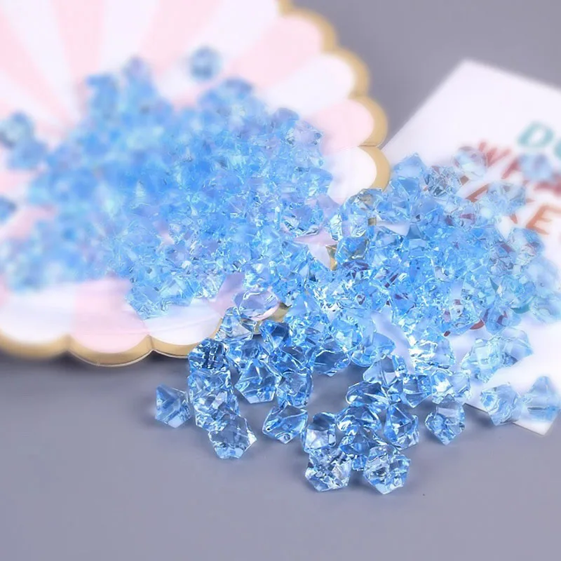 50 шт. 11*14 мм искусственный цвет рок акриловый кристаллический камень пластиковая прозрачная ваза декоративный камень аквариум украшения для дома - Цвет: light blue