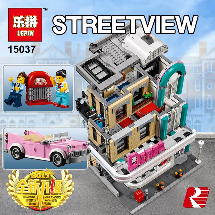 

In stock Lepin 15037 2778Pcs Streetview Series legoing 10260 Downtown Diner Building Blocks Bricks Funny Toys As Christmas Gifts