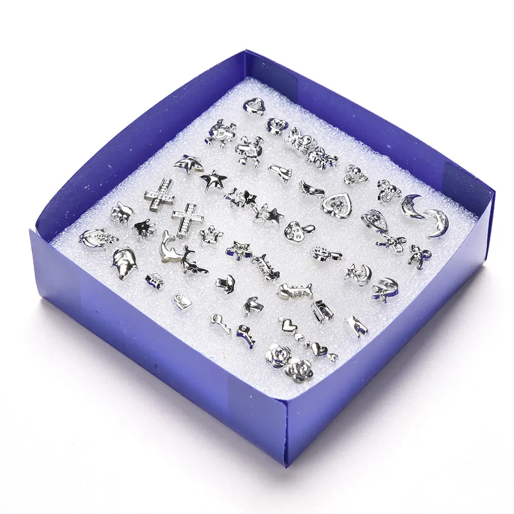 

Silver Tone 24 Pairs Pack Set Brincos Mixed Stud Earrings For Women Crystal Ear Studs Fashion Simulated Pearl Jewelry Wholesale