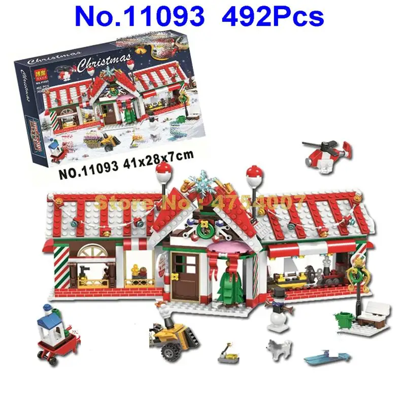 

11093 492pcs christmas advent calendar festival santa claus house bela building block 4 figures Toy
