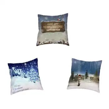 

2018 Best Christmas Gift Landscape Pattern Throw Pillowcase Christmas Tree Peach Skin Home Office Decoration Cushion Cover
