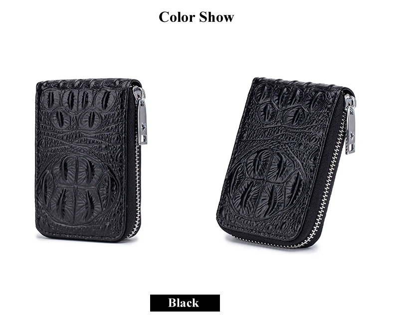 Lomelobo Split Leather Card Wallet Women & Men Alligator Coin Purse Credit ID Card Holder Female Male Lady Bank Cards Wallet Hot 2019 HCL7143 Details (16)