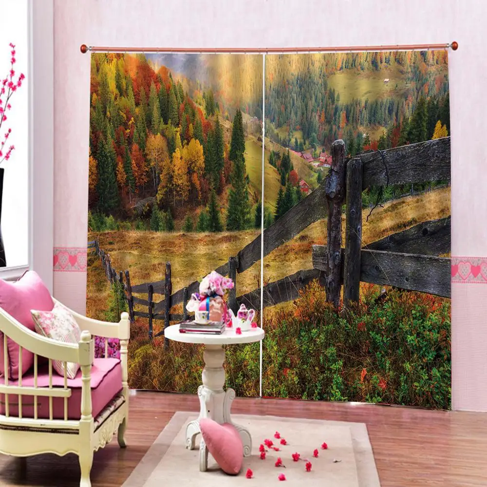 

auturn forest curtains 3D Curtain Luxury Blackout Window Curtain Living Room Blackout curtain