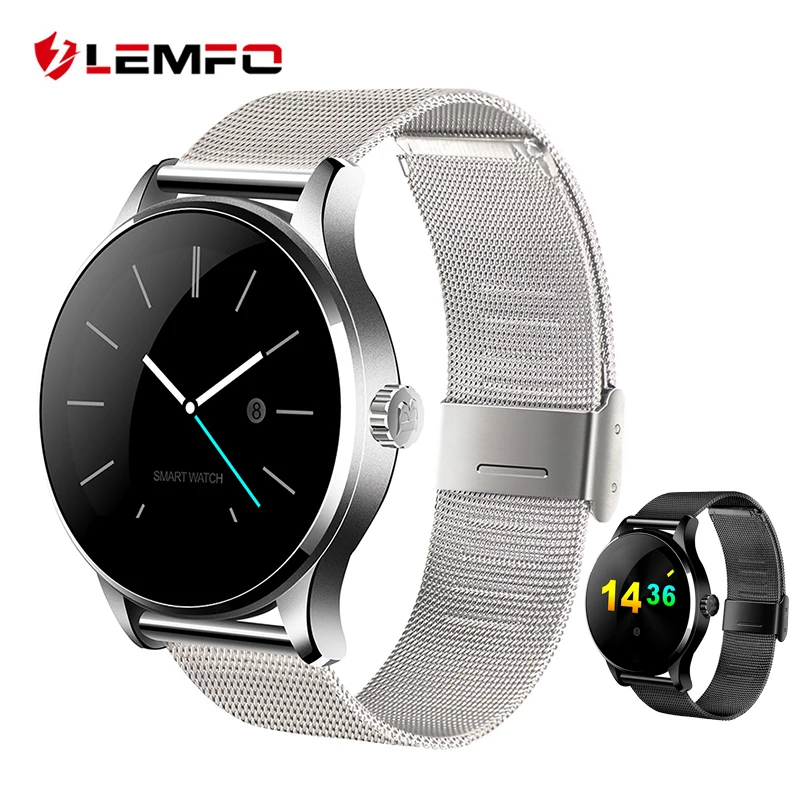 K88H Metal Bluetooth Smart Watch Support Heart Rate Monitor Pedometer Smartwatch Clock for Android IOS Phone