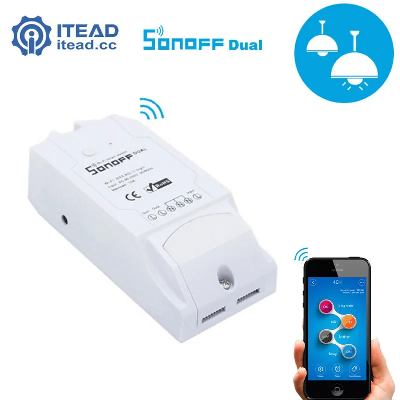 

ITEAD Sonoff Dual - Wifi Smart Switch Smart Home Wireless Remote Control Intelligent DIY Switch Timer Switch For Home Automation